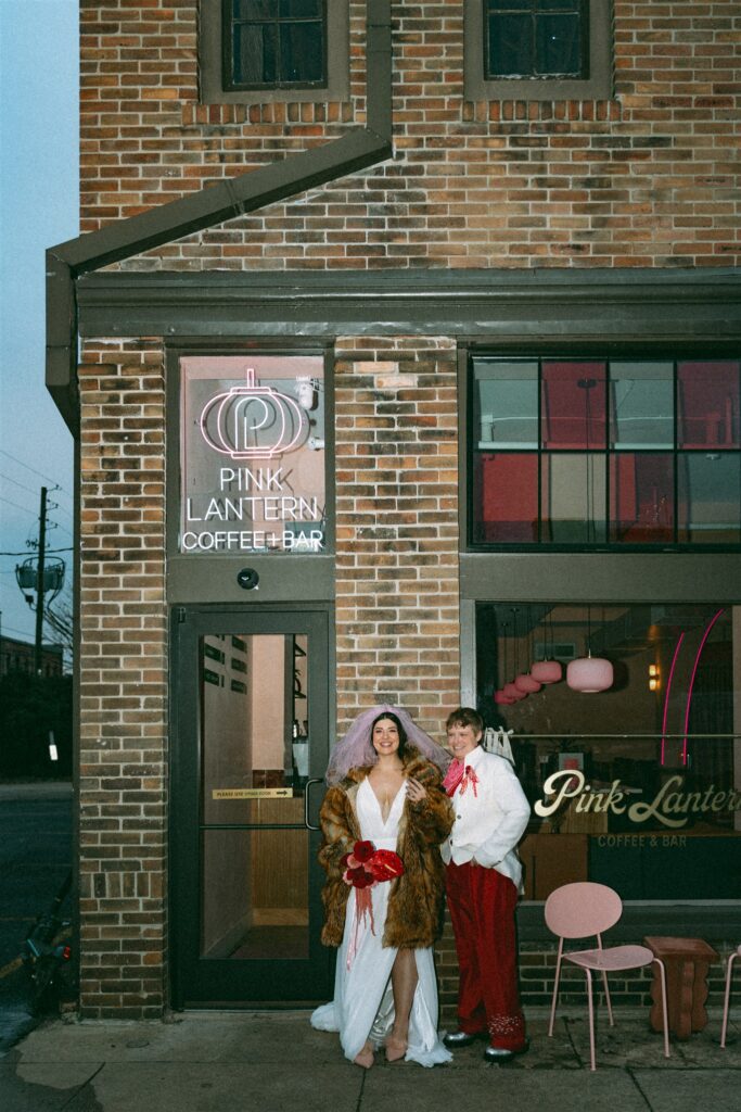 Elopement portraits taken outdoors in downtown Birmingham Alabama near The Pink Lantern.