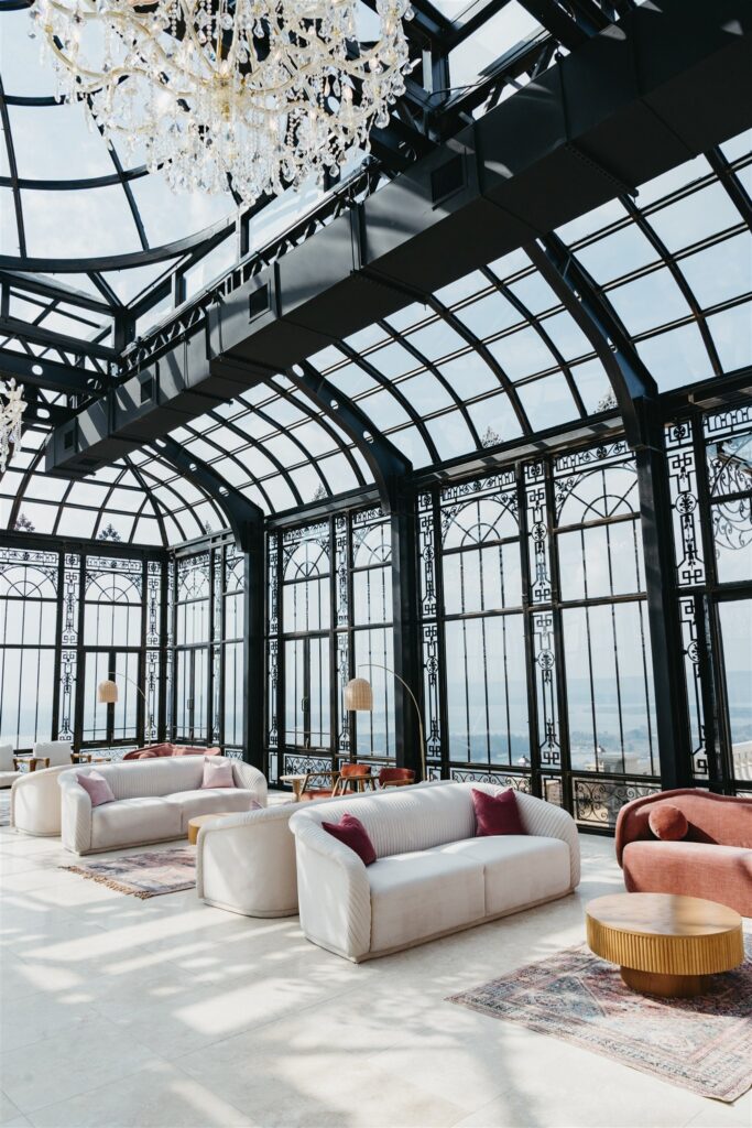 The Atrium, a conservatory style building, is photographed at Stone Haven, a popular venue choice for weddings in Alabama 