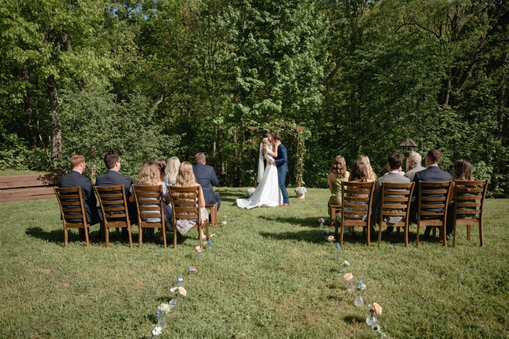 couple saying their vows in pigeon forge at their elopement