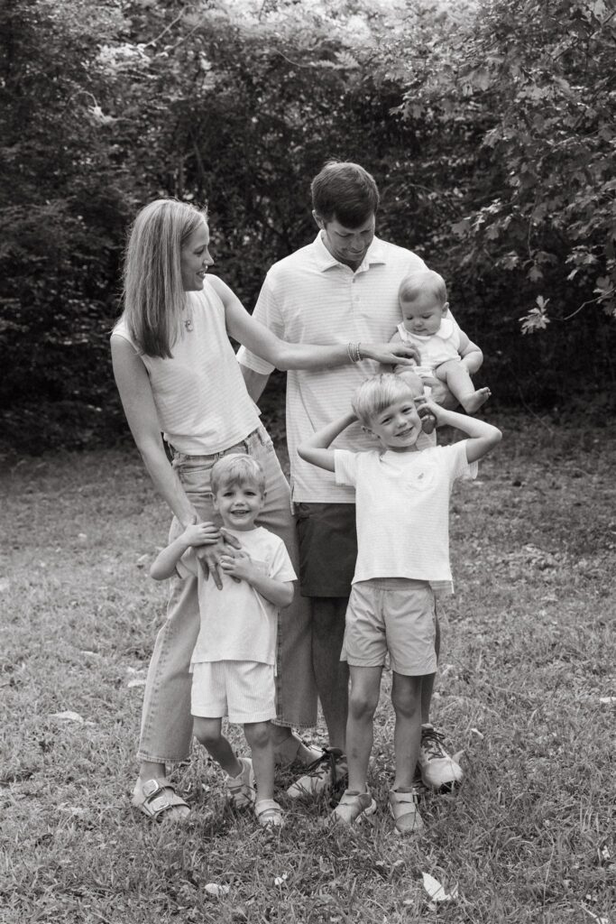 Family photography in Birmingham taken at a local park of a family of 5. 